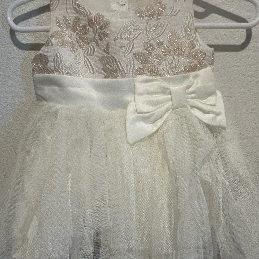 Adorable Cream and Gold Floral Easter Dress